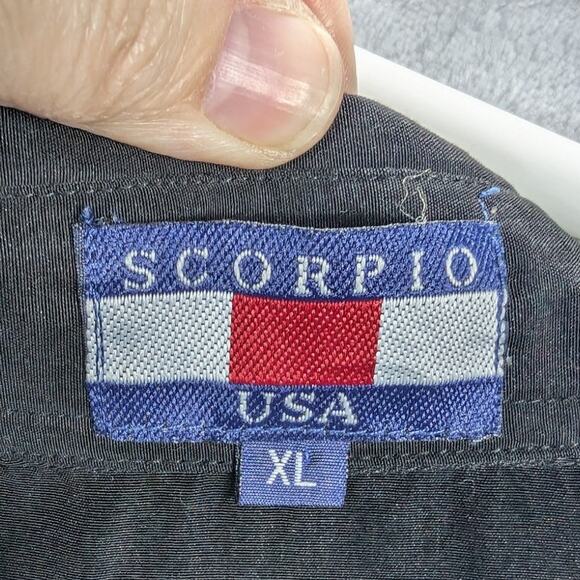 Vintage Scorpio USA Shirt Mens Extra Large Black White Embroidered Horse Bowling - Picture 5 of 9